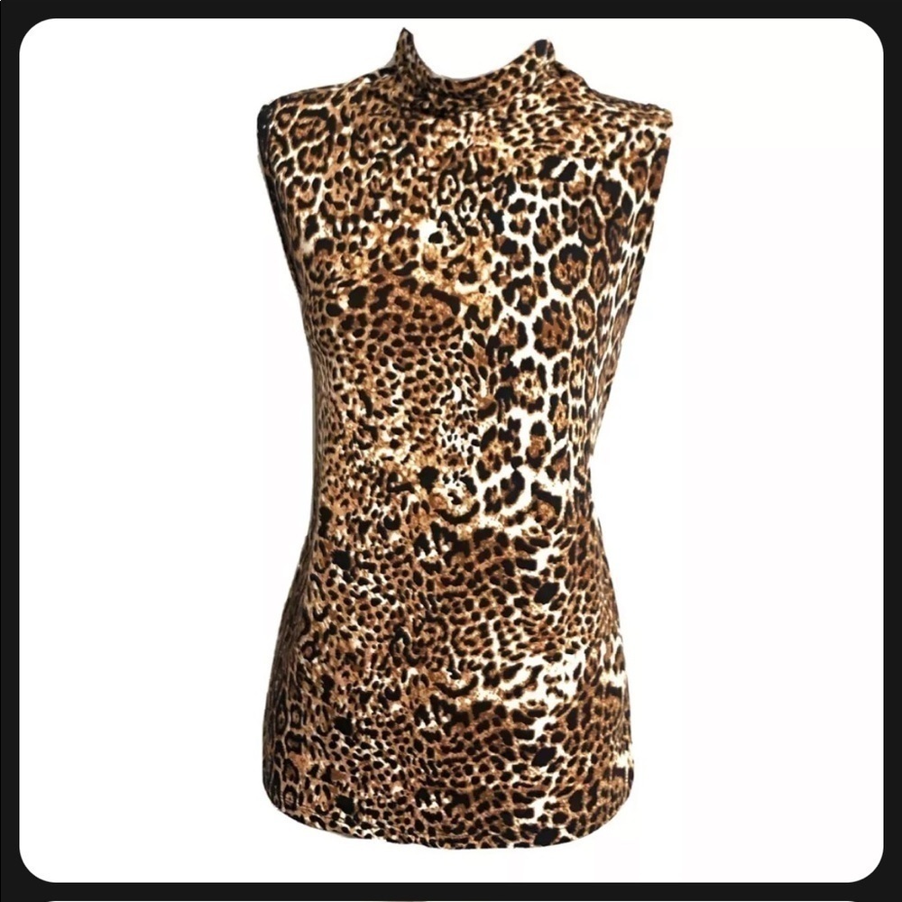 🆕 April leopard high neck sleeveless stretchy top